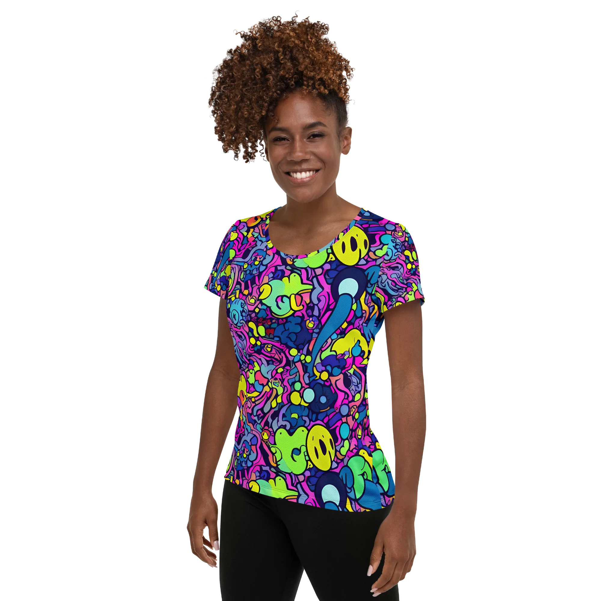 Electric Oddity on Women's Athletic T-Shirt — Left