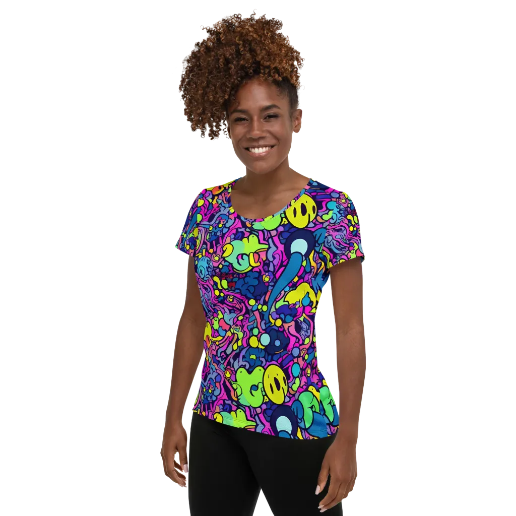 Electric Oddity on Women's Athletic T-Shirt — Left