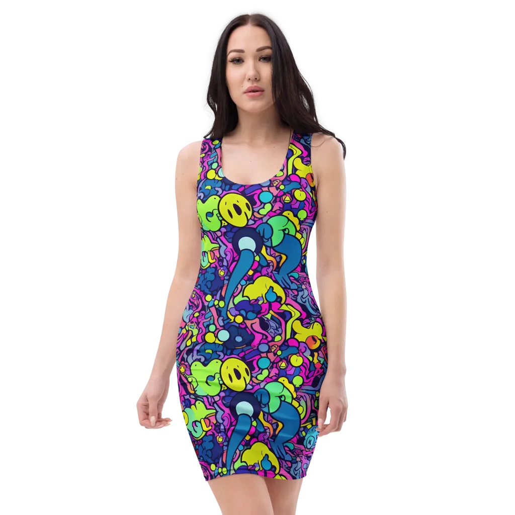 Electric Oddity on Bodycon Dress — Front