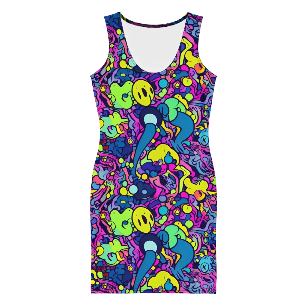 Electric Oddity on Bodycon Dress — Front