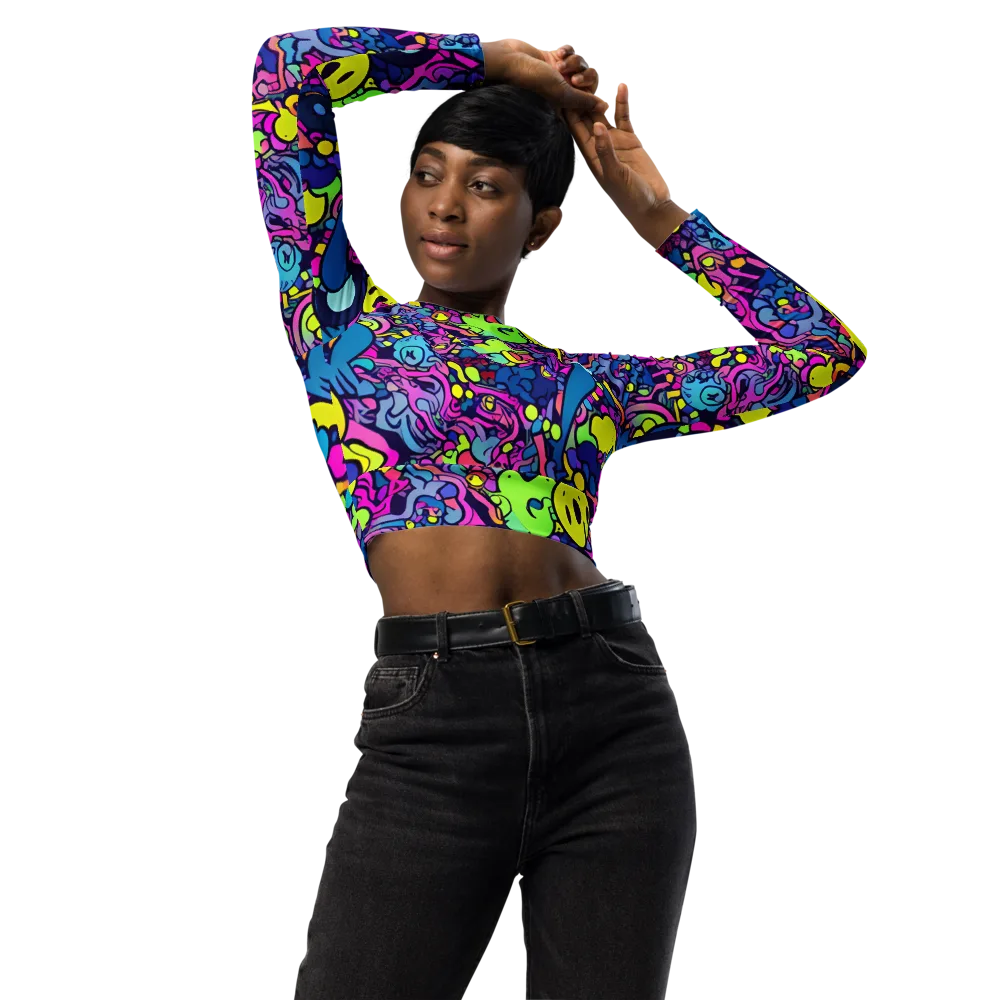 Electric Oddity on Long Sleeve Crop Top — Front