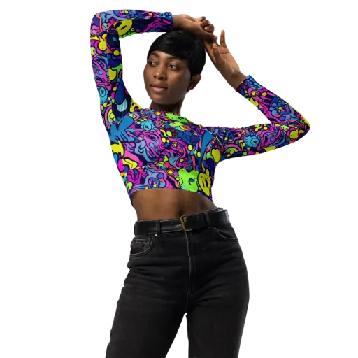 Electric Oddity on a Long Sleeve Crop Top
