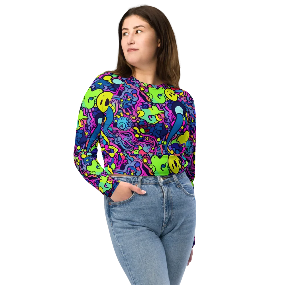 Electric Oddity on Long Sleeve Crop Top — Front