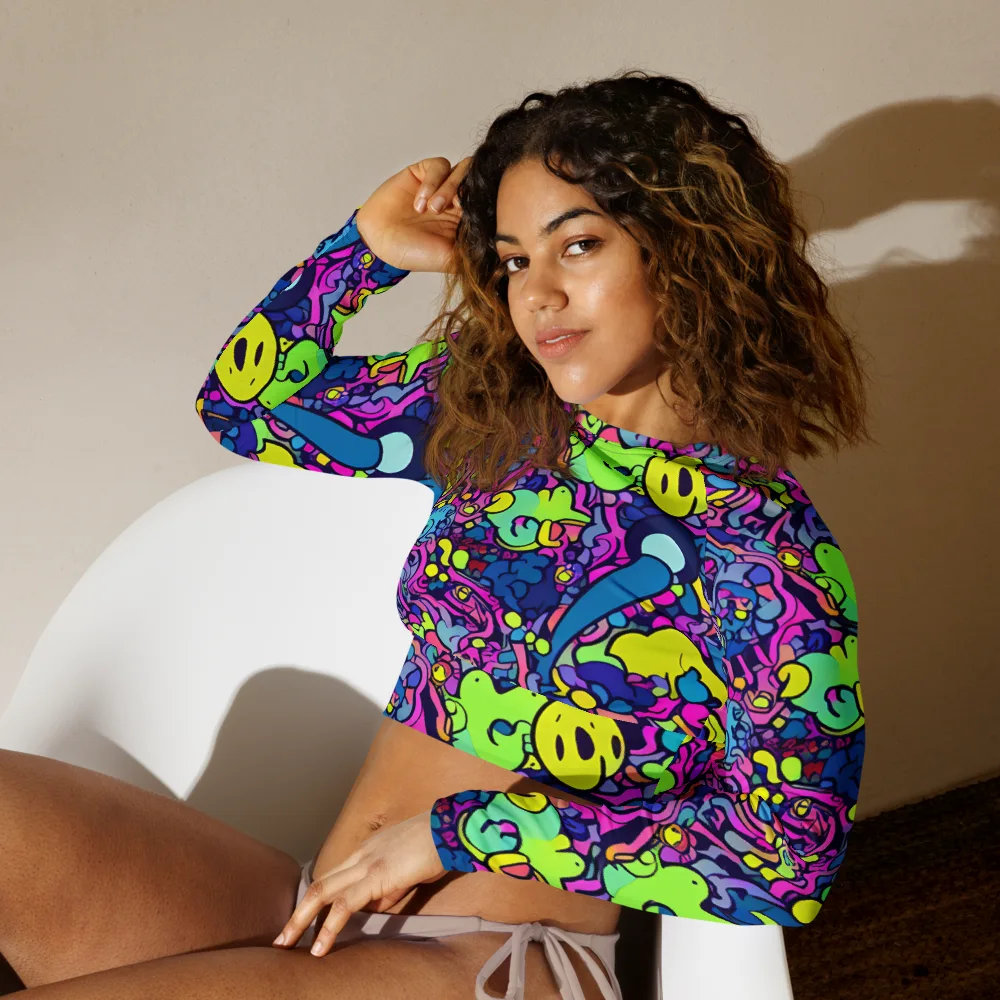 Electric Oddity on Long Sleeve Crop Top — Left Front