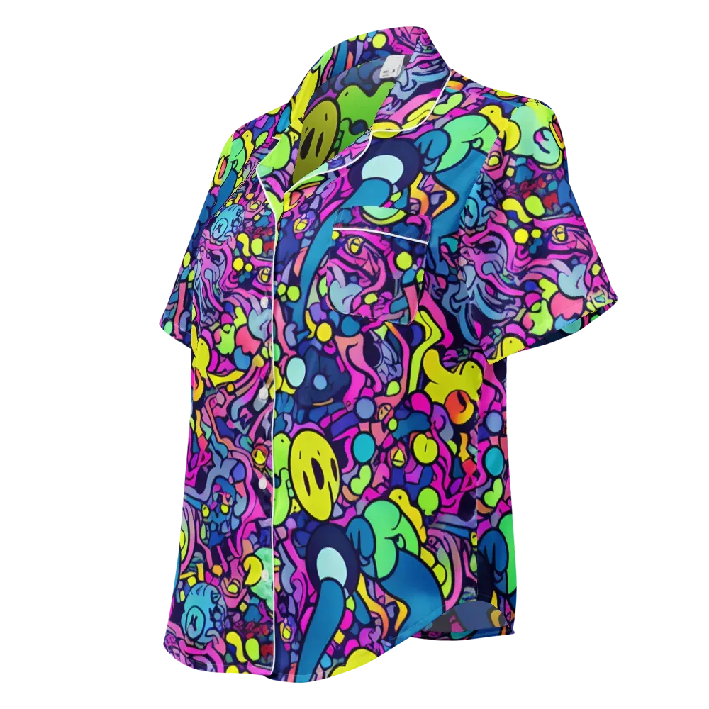 Electric Oddity on Women's Short Sleeve Pajama Top — Left Front