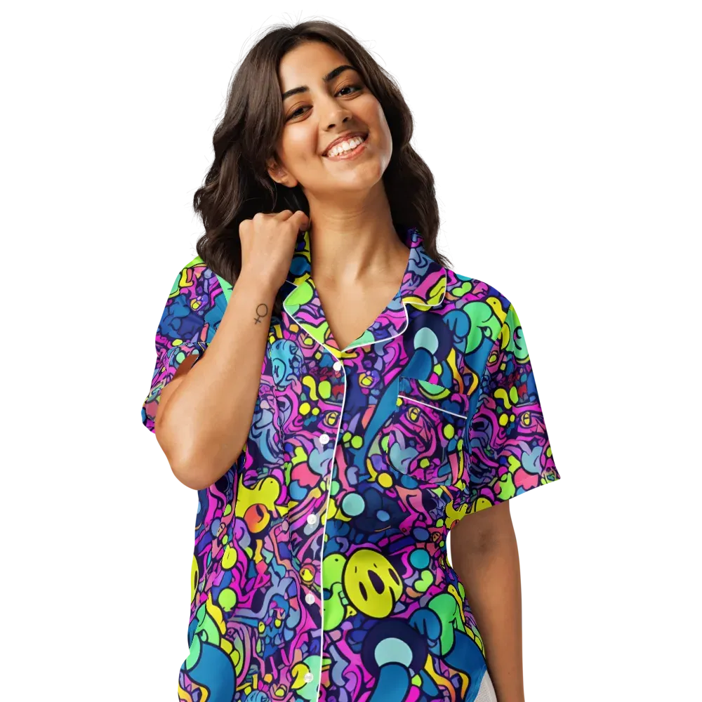 Electric Oddity on Women's Short Sleeve Pajama Top — Front
