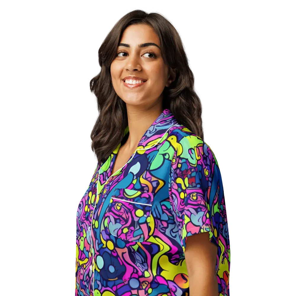 Electric Oddity on Women's Short Sleeve Pajama Top — Left Front