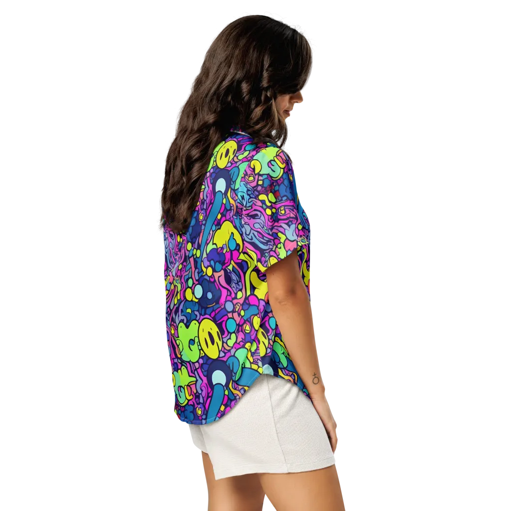 Electric Oddity on Women's Short Sleeve Pajama Top — Right Back