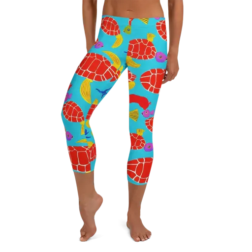 Red Shell Reverie on a Capri Leggings