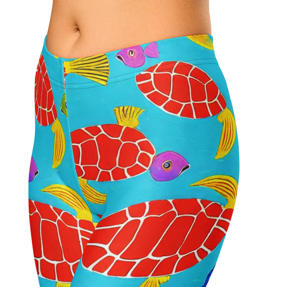 Red Shell Reverie on Capri Leggings — Zoomed-in