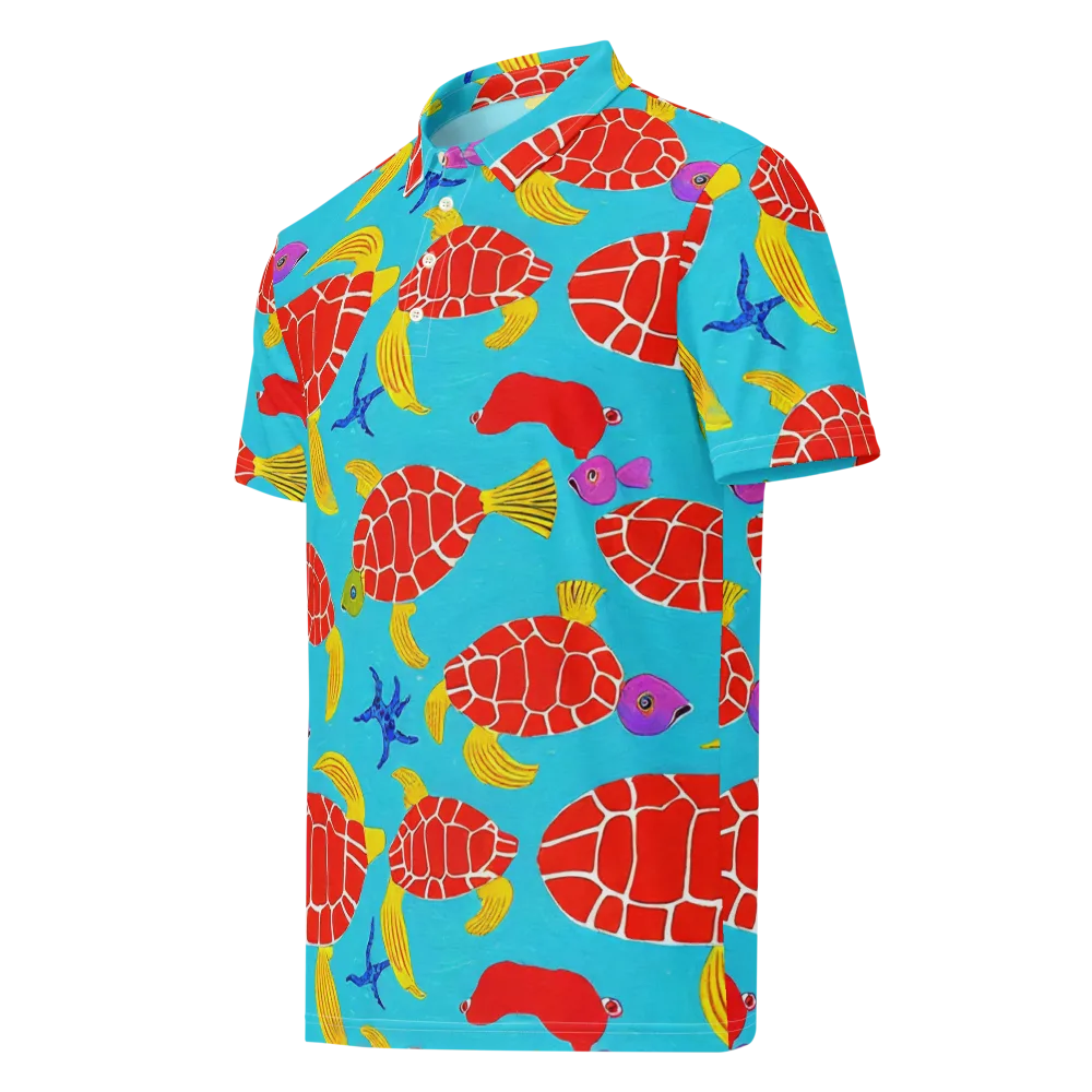 Red Shell Reverie on Men's Slim Fit Polo Shirt — Left Front