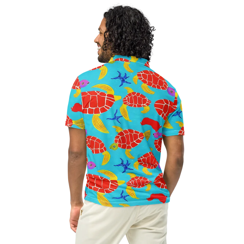 Red Shell Reverie on Men's Slim Fit Polo Shirt — Back