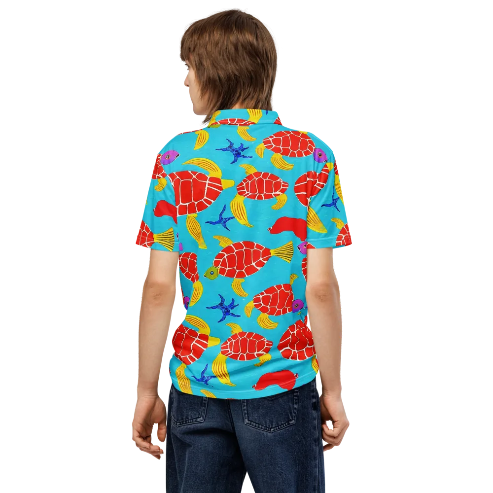 Red Shell Reverie on Men's Slim Fit Polo Shirt — Back
