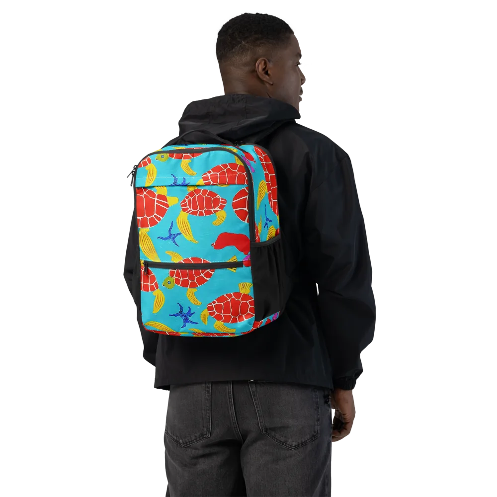 Red Shell Reverie on Utility Backpack — Back