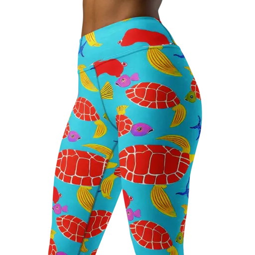 Red Shell Reverie on a Yoga Leggings