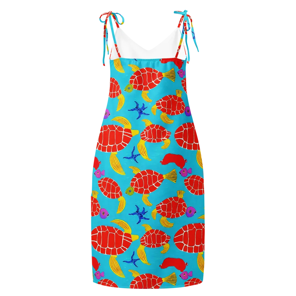 Red Shell Reverie on Slip Dress — Back