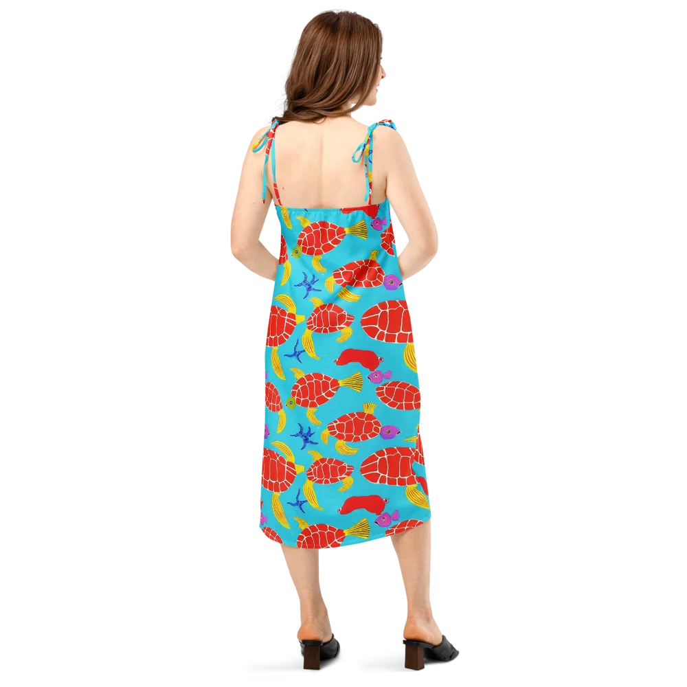 Red Shell Reverie on Slip Dress — Back