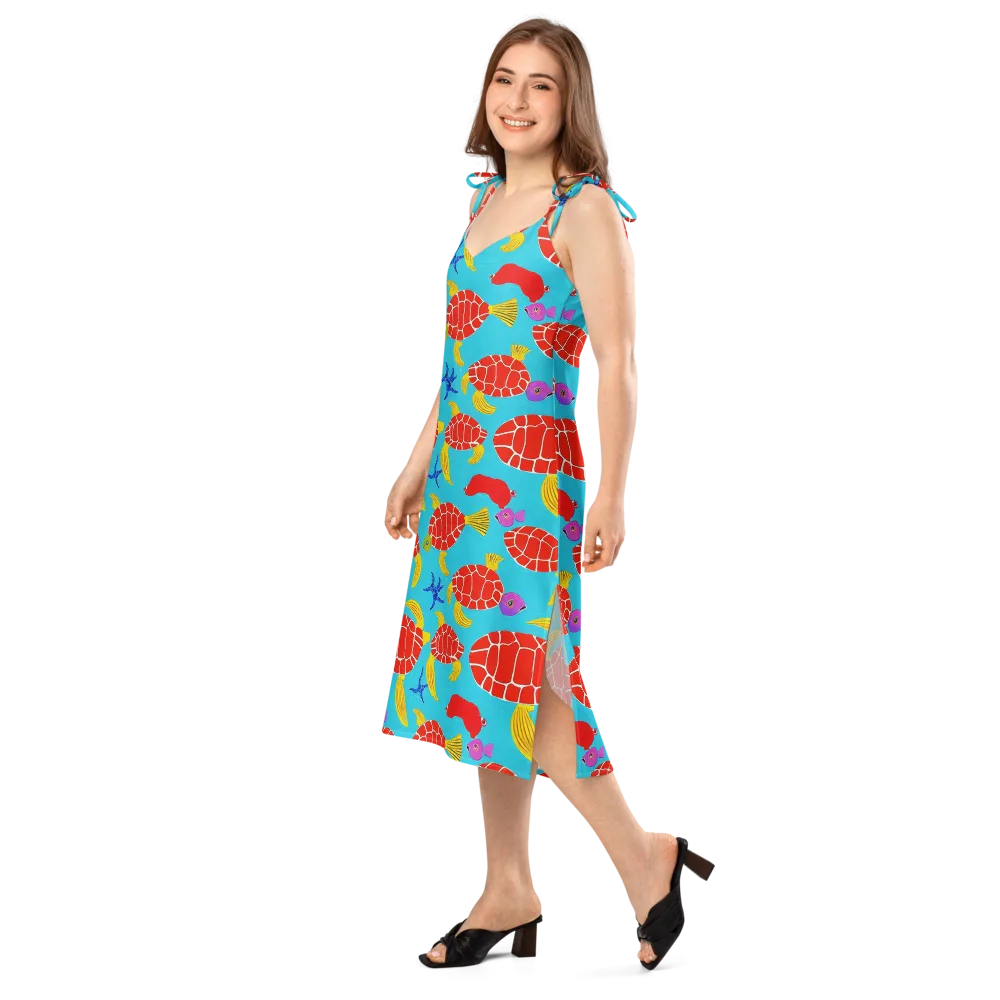 Red Shell Reverie on Slip Dress — Left Front