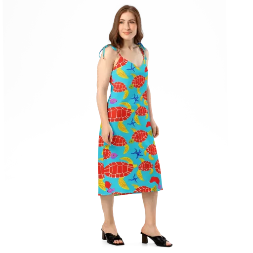 Red Shell Reverie on a Slip Dress