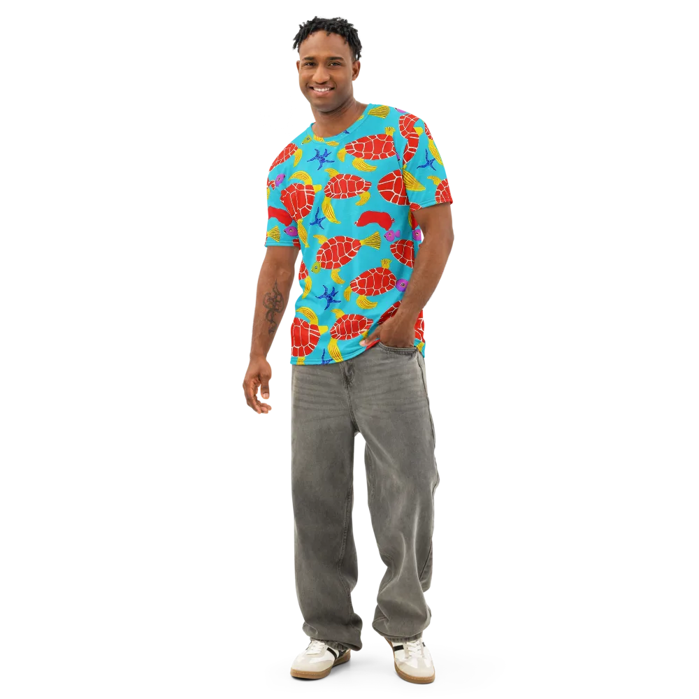 Red Shell Reverie on Men's Cotton Crew Neck T-Shirt — Front