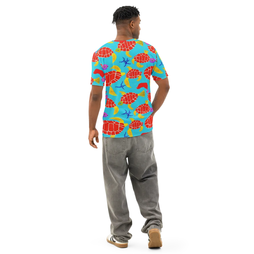 Red Shell Reverie on Men's Cotton Crew Neck T-Shirt — Back