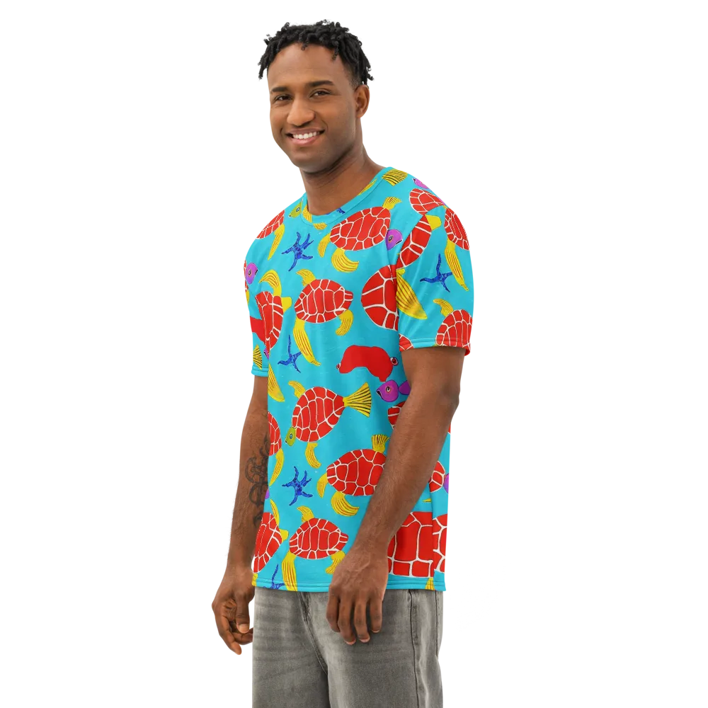 Red Shell Reverie on Men's Cotton Crew Neck T-Shirt — Left Front