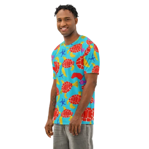 Red Shell Reverie on a Men's Cotton Crew Neck T-Shirt