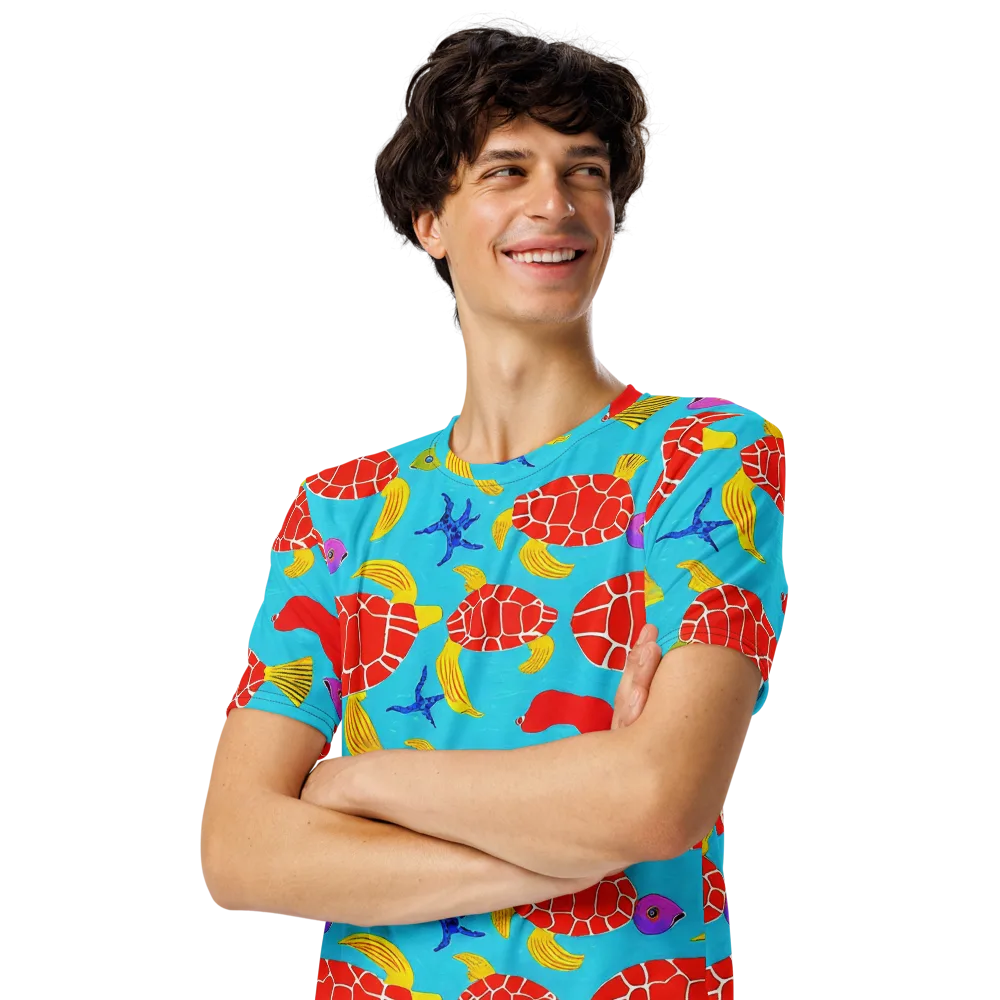Red Shell Reverie on Men's Crew Neck T-Shirt — Left Front
