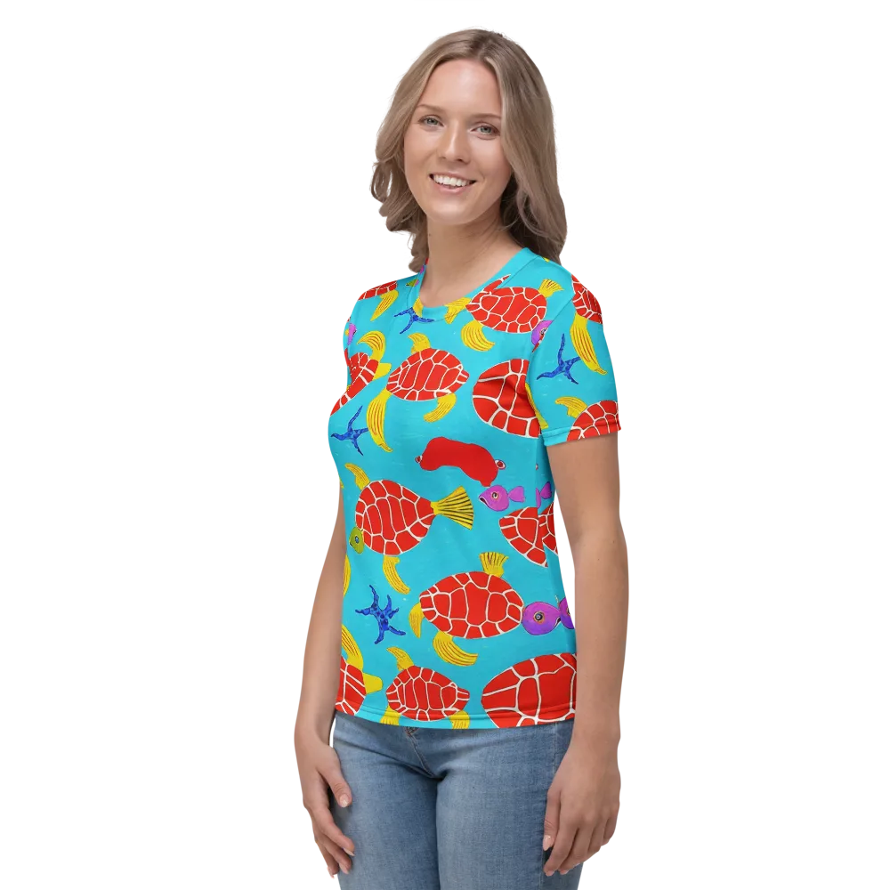Red Shell Reverie on Women's Crew Neck T-Shirt — Left