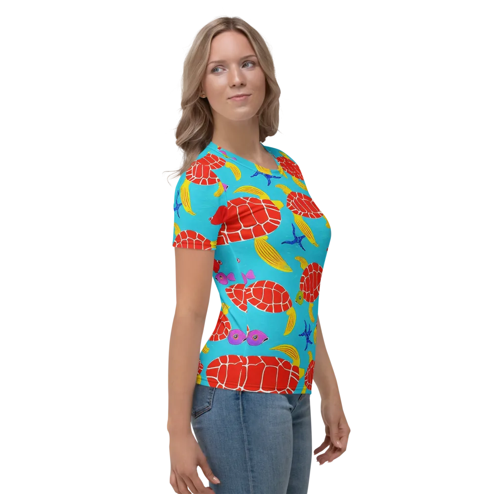 Red Shell Reverie on Women's Crew Neck T-Shirt — Right