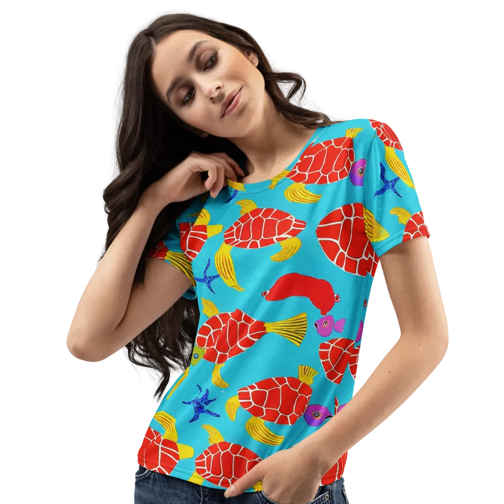 Red Shell Reverie on Women's Crew Neck T-Shirt — Left Front
