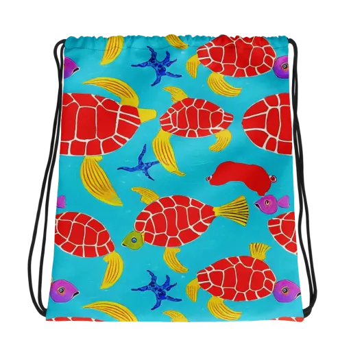 Red Shell Reverie on a Drawstring Bag