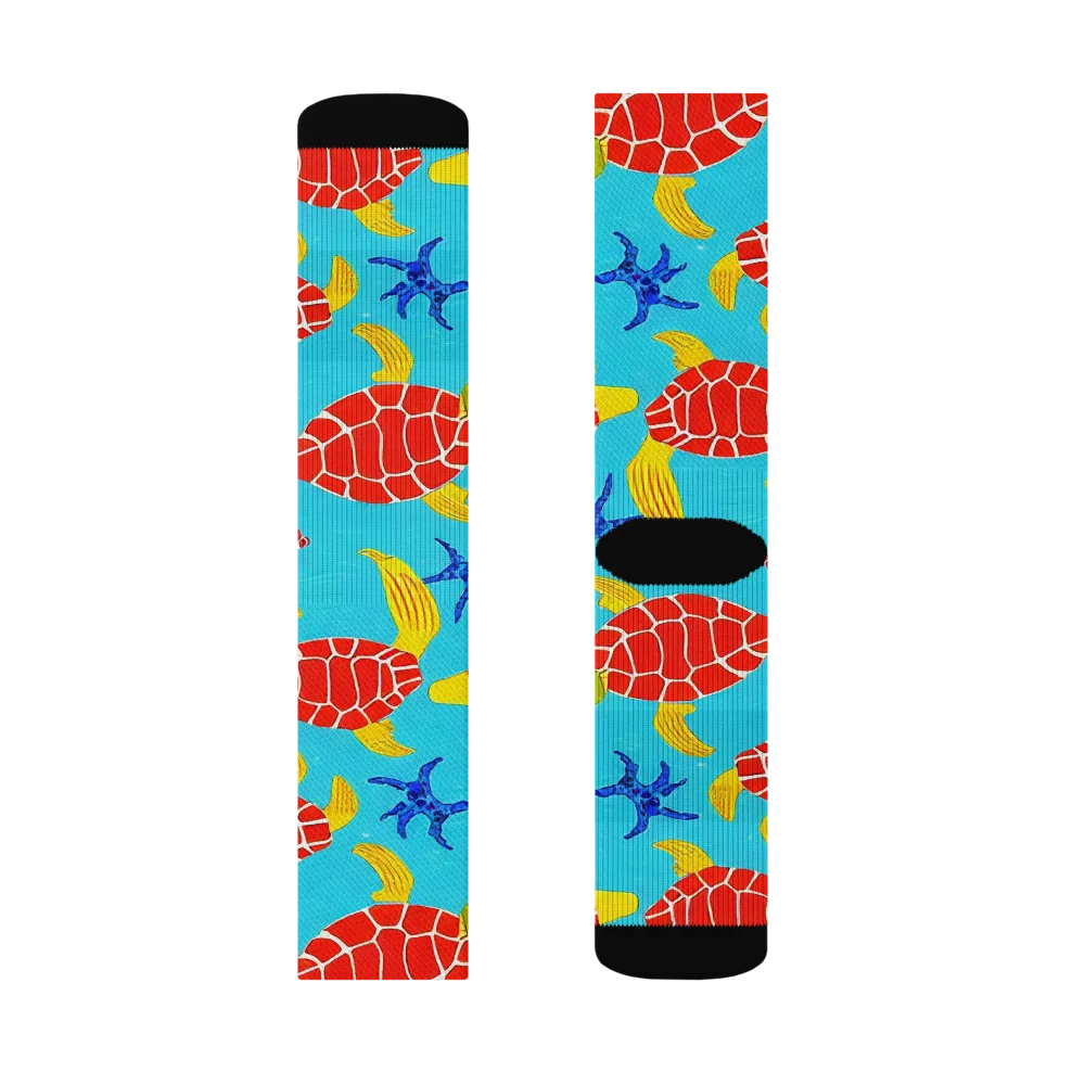 Red Shell Reverie on Socks — Right Sock