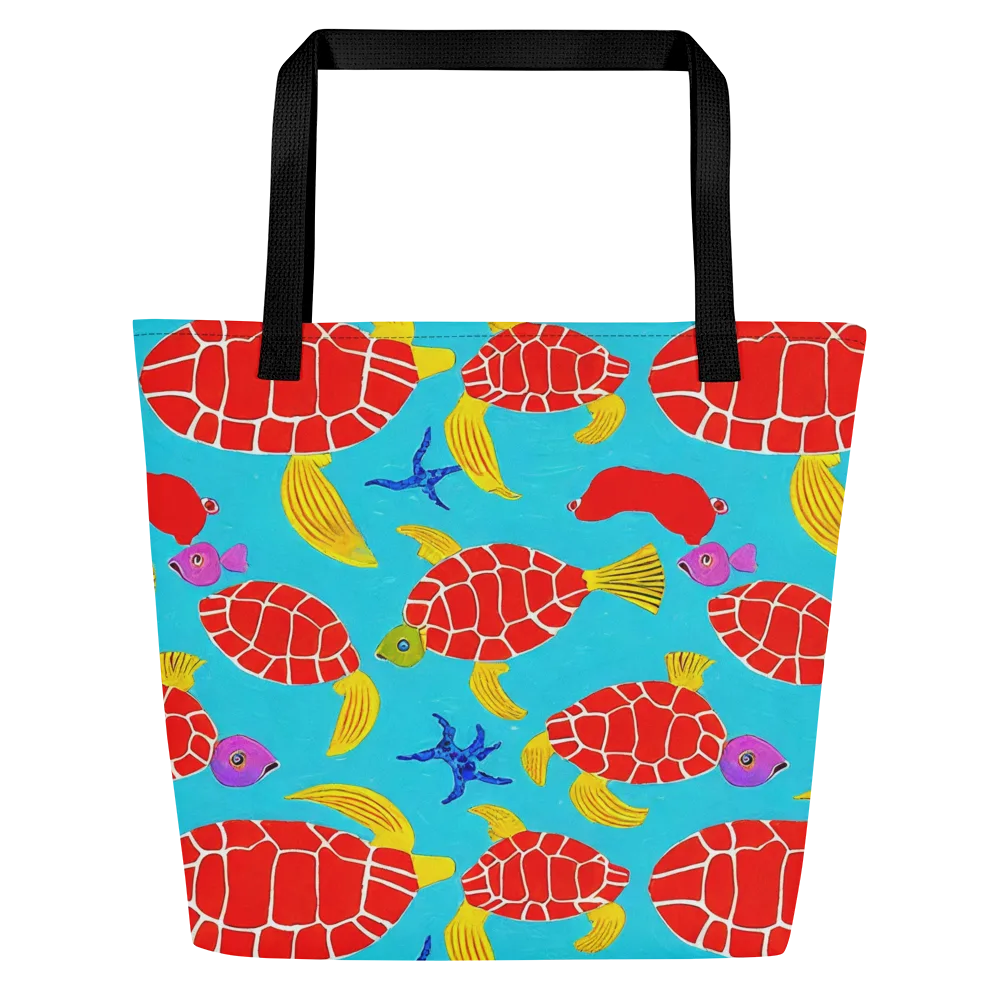 Red Shell Reverie on Large Tote Bag W/ Pocket — Front