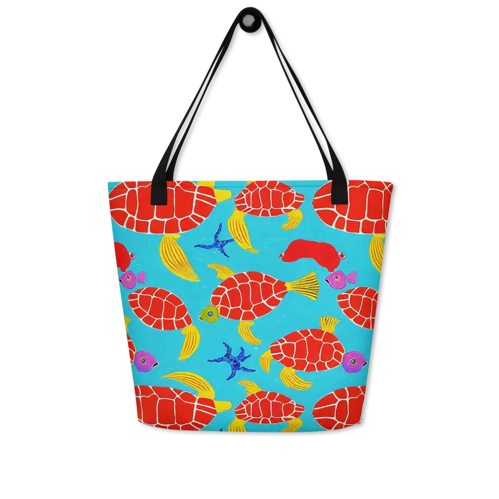 Red Shell Reverie on Large Tote Bag W/ Pocket — Front