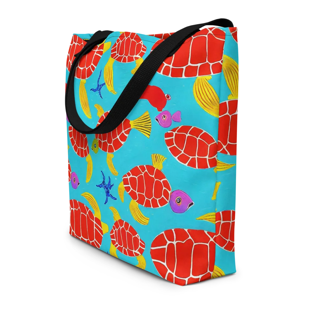 Red Shell Reverie on Large Tote Bag W/ Pocket — Front