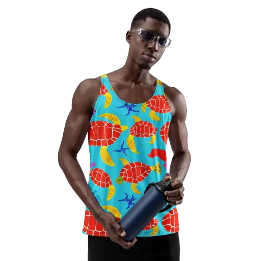 Red Shell Reverie on a Men's Tank Top