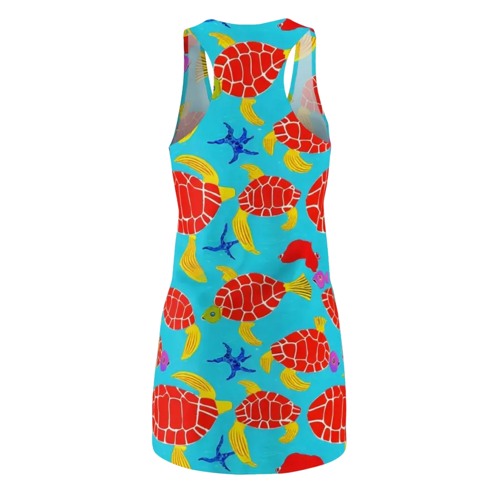 Red Shell Reverie on Racerback Dress — Back