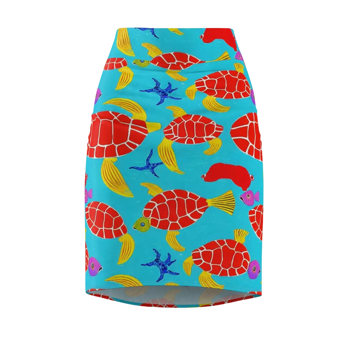 Red Shell Reverie on Pencil Skirt — Front