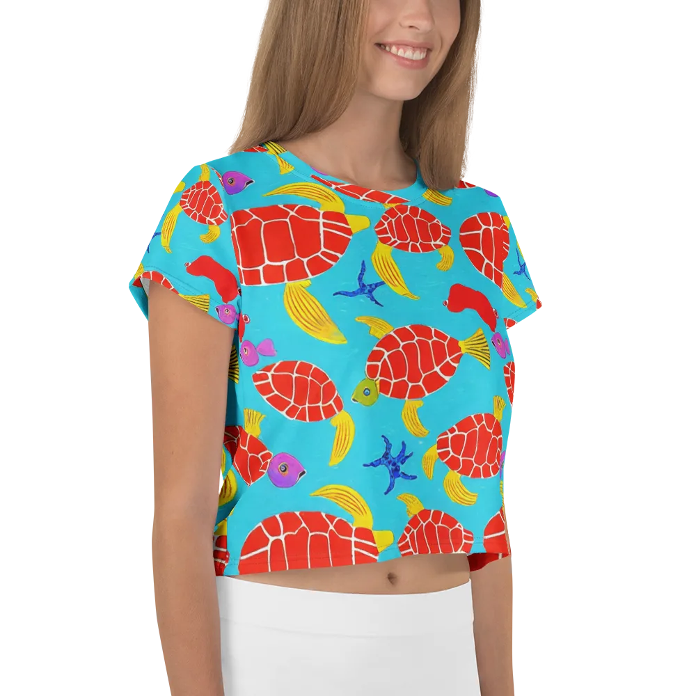 Red Shell Reverie on Crop Tee — Right