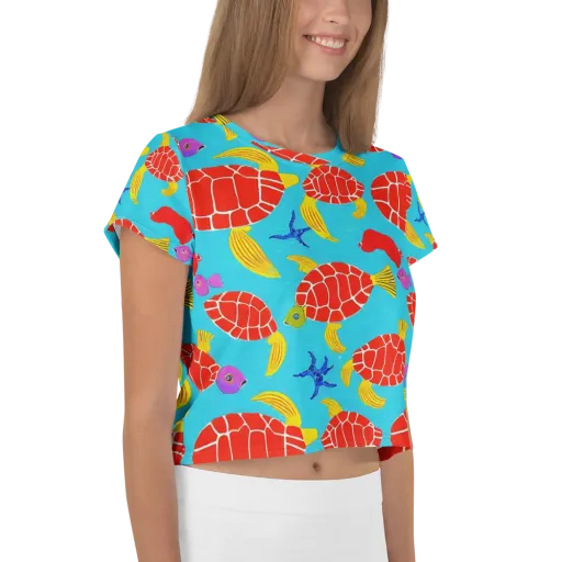 Red Shell Reverie on a Crop Tee