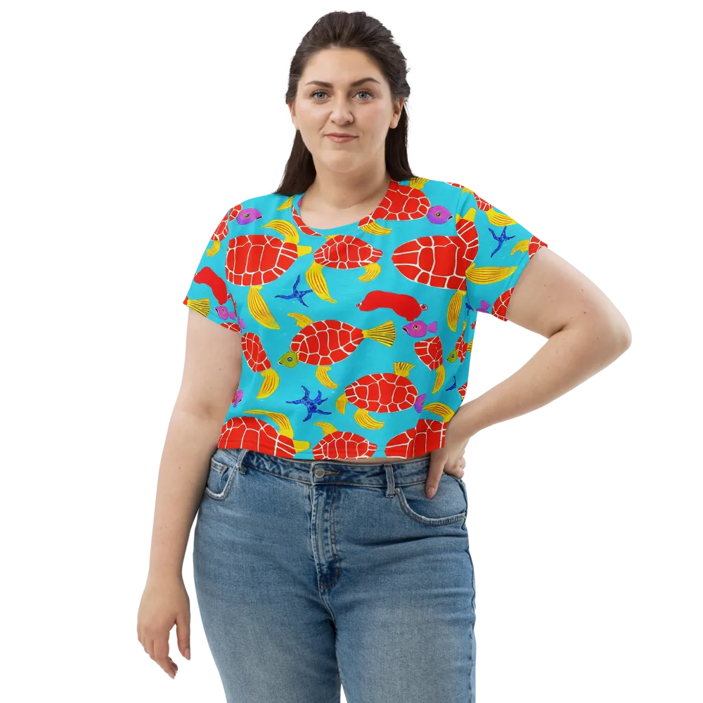Red Shell Reverie on Crop Tee — Front