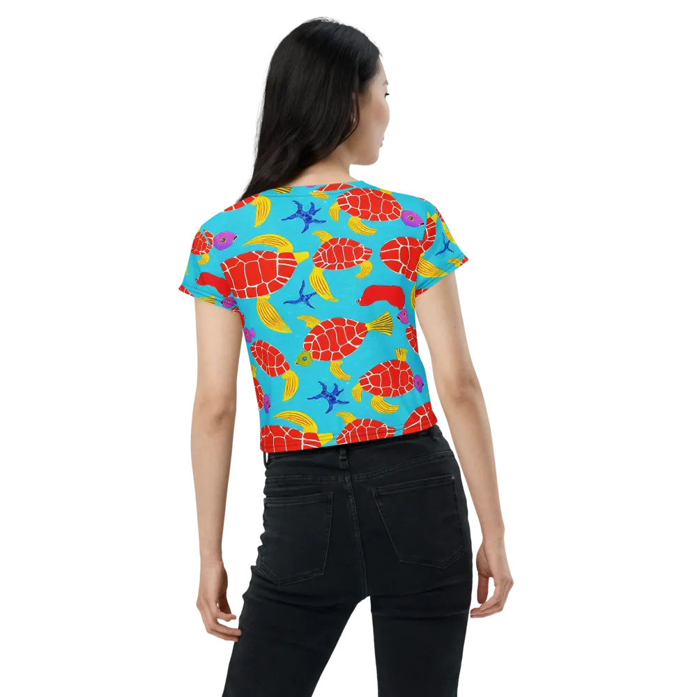 Red Shell Reverie on Crop Tee — Back