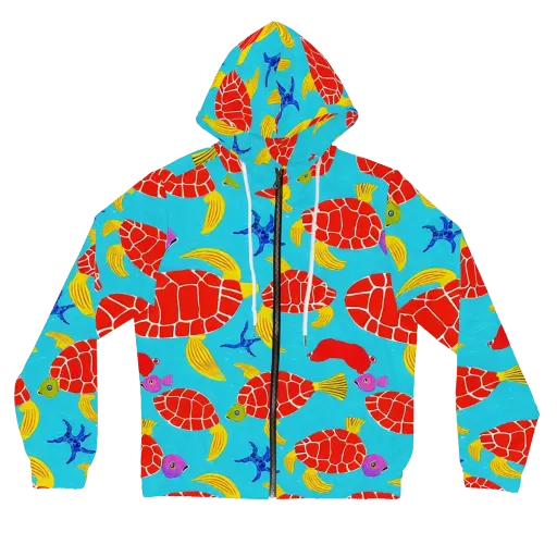 Red Shell Reverie on a Women's Full-Zip Hoodie