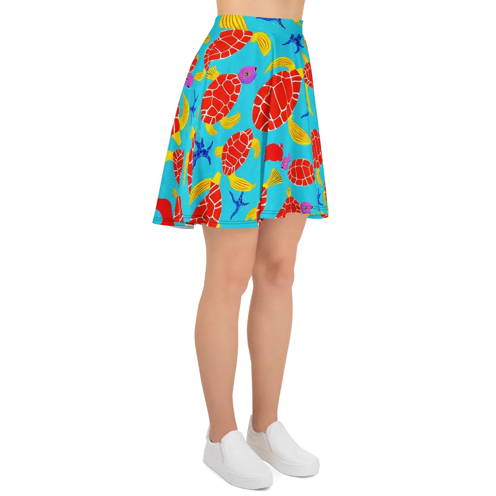 Red Shell Reverie on Skater Skirt — Right