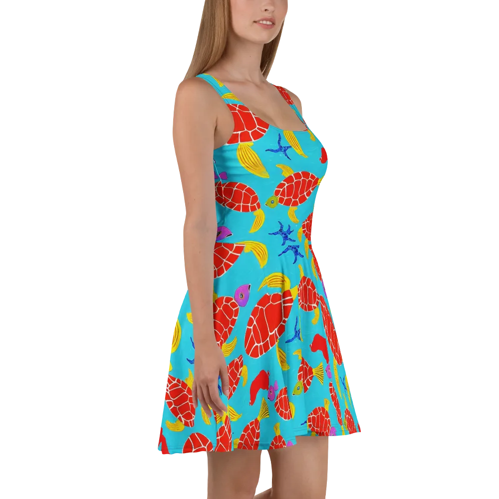 Red Shell Reverie on Skater Dress — Right