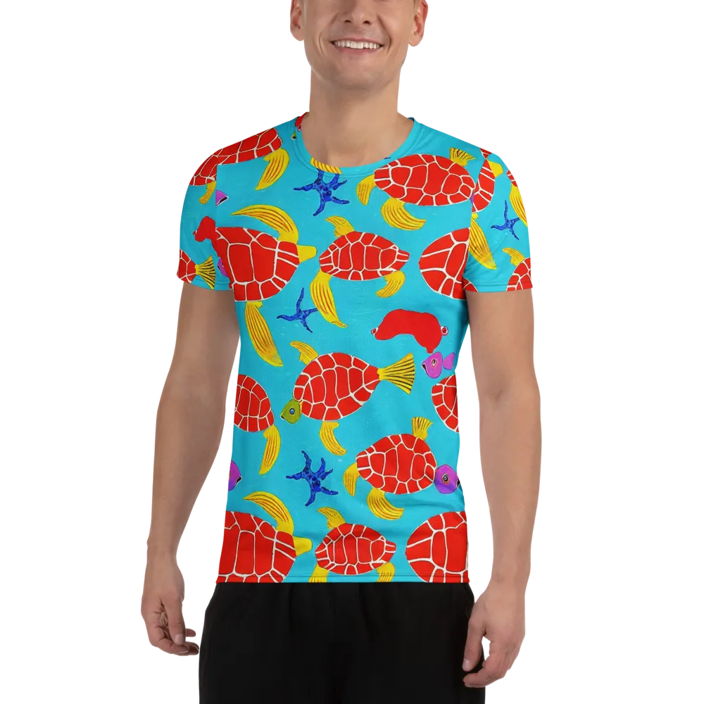 Red Shell Reverie on Men's Athletic T-Shirt — Front