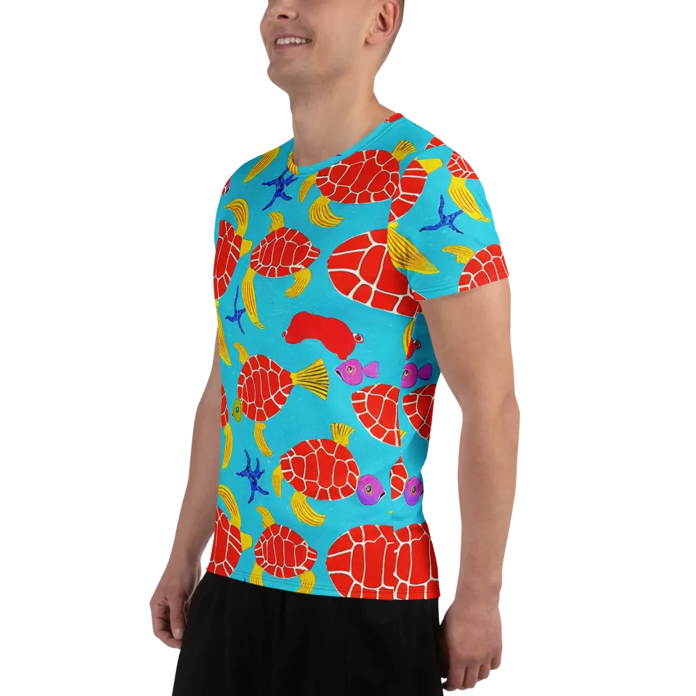 Red Shell Reverie on Men's Athletic T-Shirt — Left
