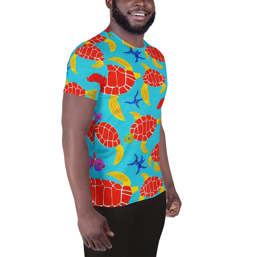 Red Shell Reverie on Men's Athletic T-Shirt — Right