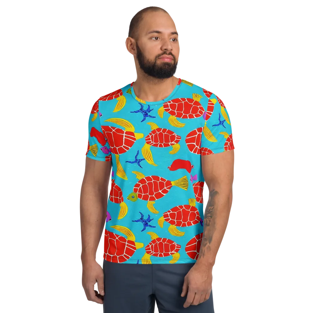 Red Shell Reverie on Men's Athletic T-Shirt — Front